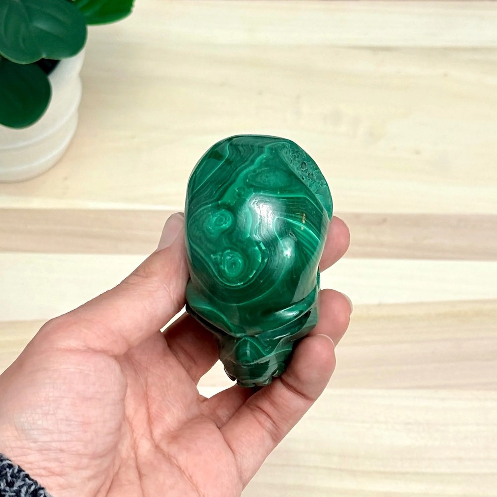 Malachite Skull Carving, 3.17 in.