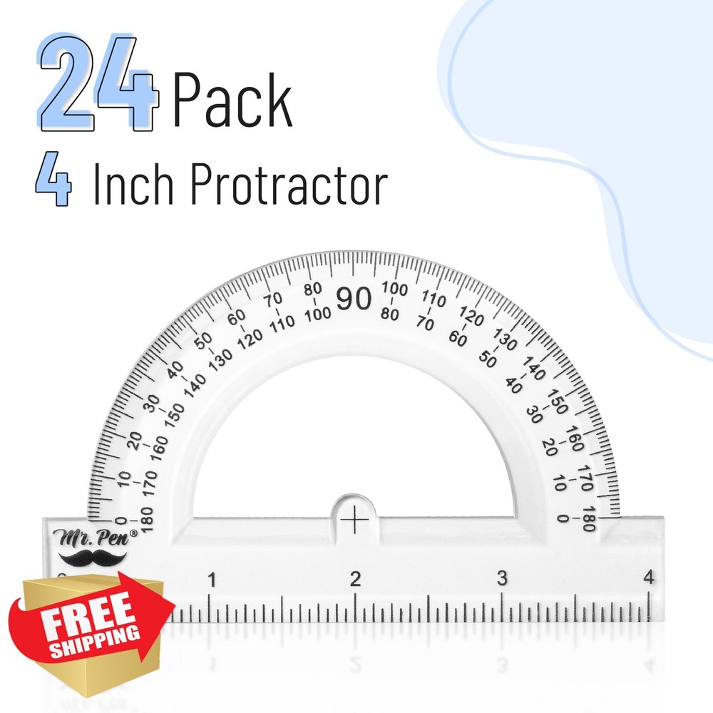 Mr. Pen Bulk Plastic Protractor 24 Pack 4 Inch Clear Math School