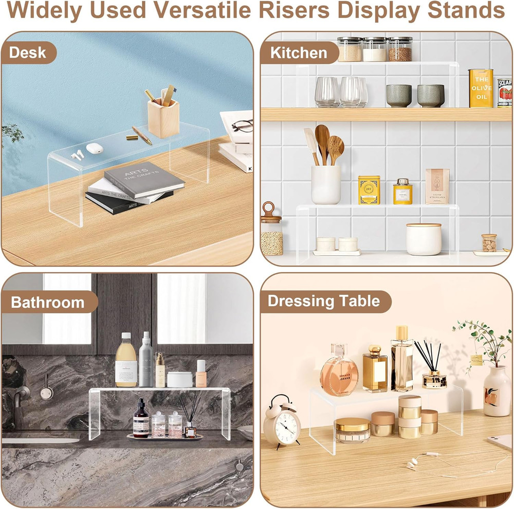 4 Pack Large Acrylic Display Stand,12'' X 4'' X 4'' Thickened Clear Rectangular