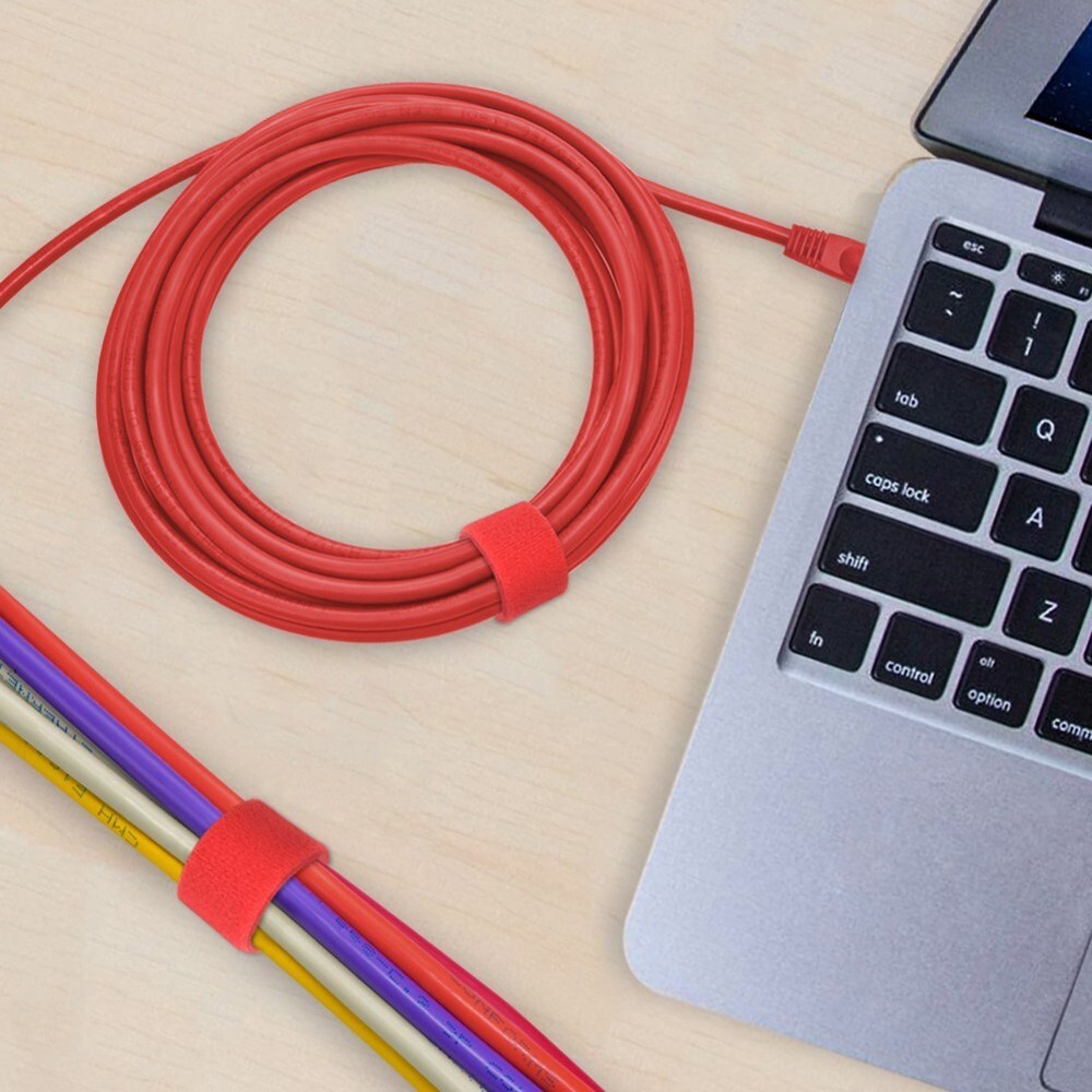 50FT Roll Reusable Hook Loop Self Attaching Cable Tie Fastening Tape Red