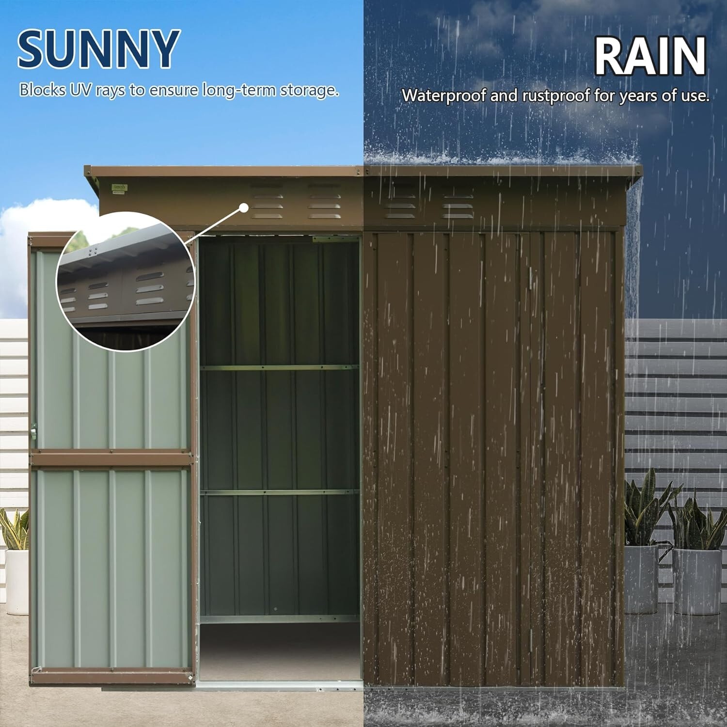 Domi Outdoor Storage Shed 6'x4', Metal Tool Shed w/Lockable Doors and Air Vents