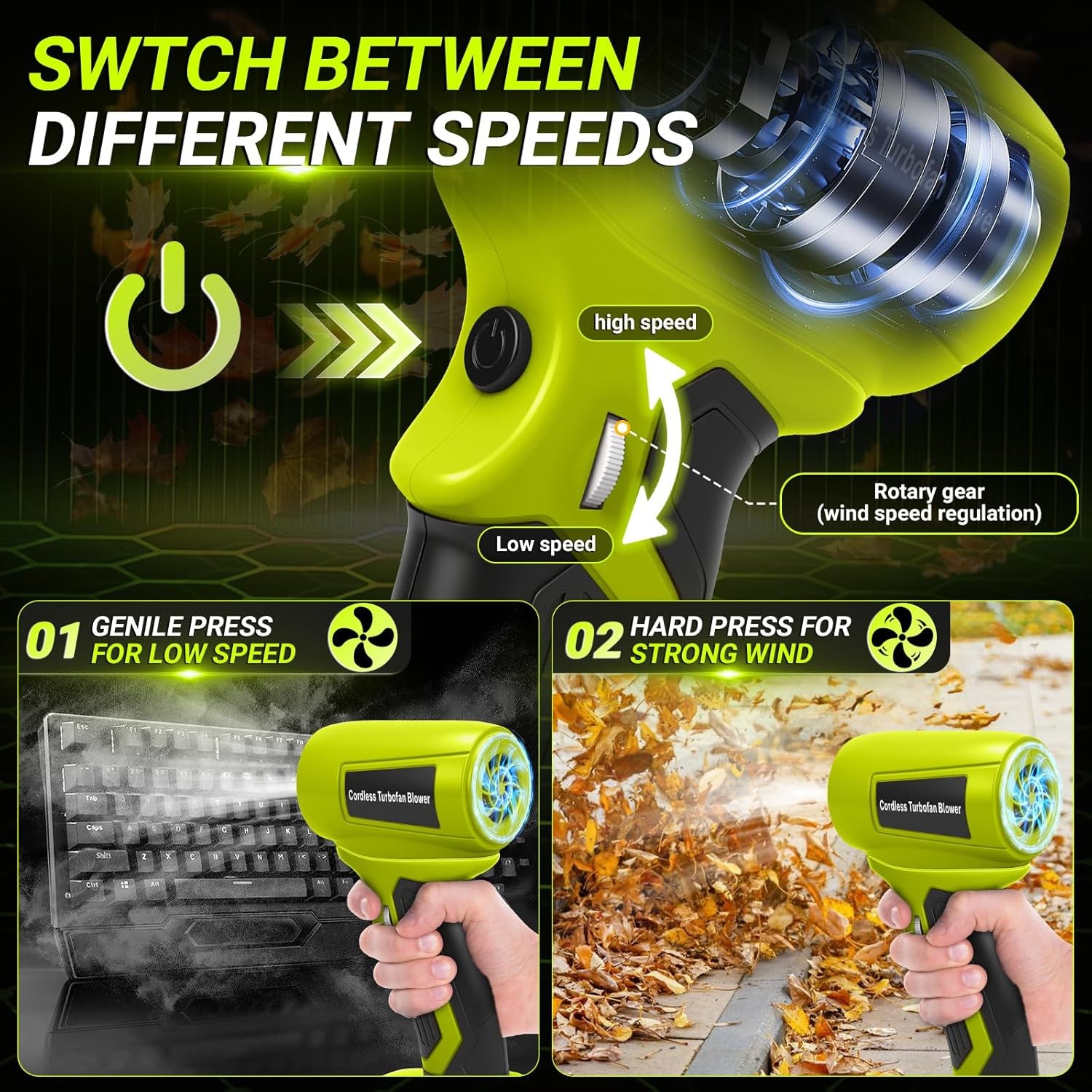 Cordless Handheld Turbo Blower for Ryobi 18V Battery Leaf Blower Power Jet Fan