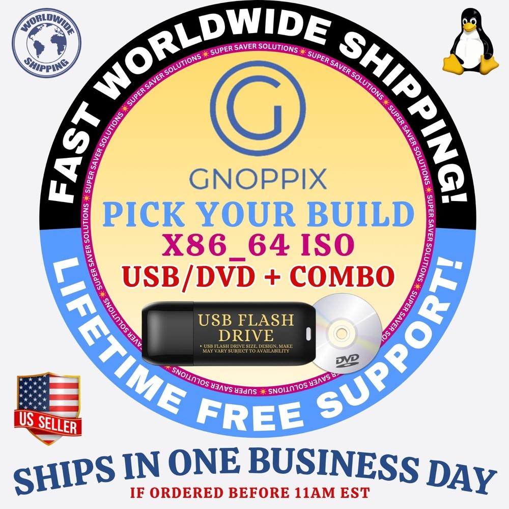 Gnoppix LINUX OS | LATEST BUILDS ISO | DVD, USB, COMBOS | FAST SHIPPING