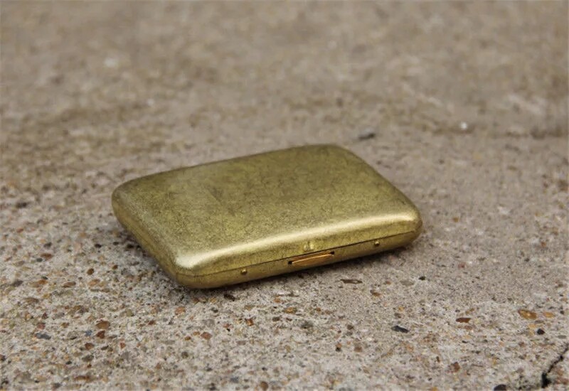 Vintage Solid Brass Copper Cigarette Case Holder Box Collectable Xmas Gift USA