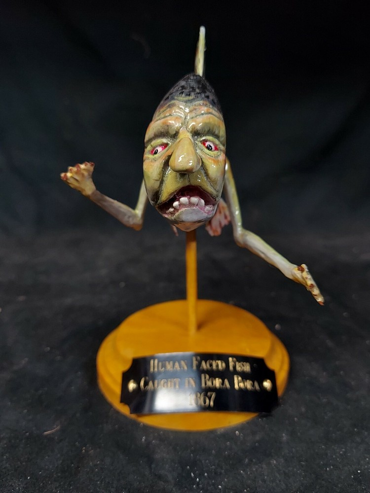 Fish with Human Face from Bora Bora,ODDITY, SIDESHOW GAFF,BIZARRE,freak,deformed