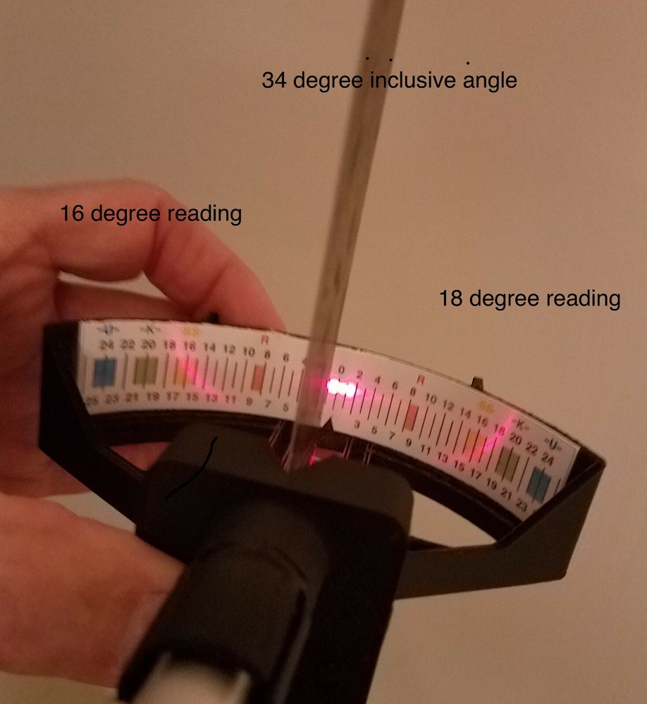 Laser Knife Edge Reader- knowing your angles with LEONARDS WAY knife goiniometer
