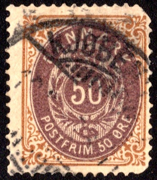 Denmark Scott 33 Used with rounded corner.