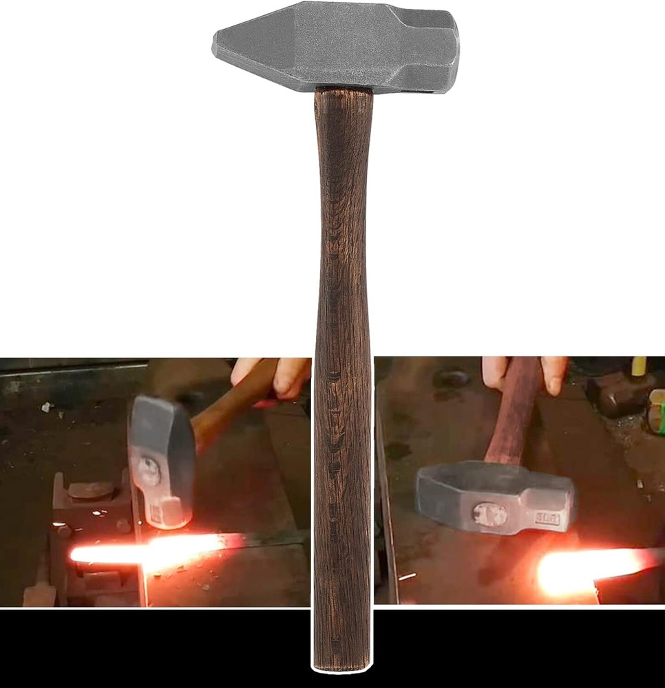 4LB Blacksmith Cross Pein Hammer Forging Knife Hammer Anvil Tool Versatile Tool