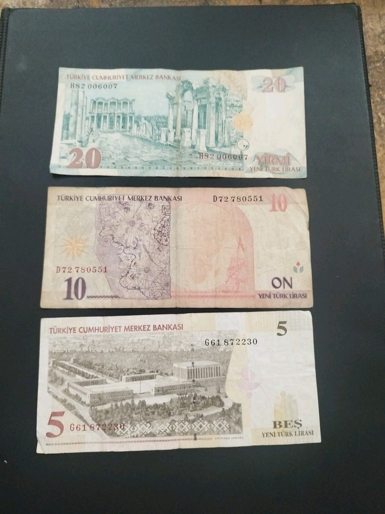 Turkey 3 different banknotes