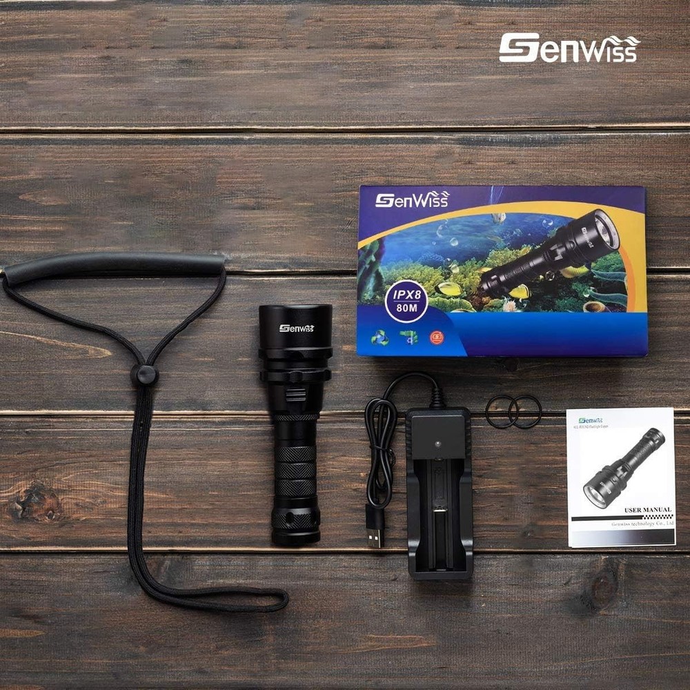 Dive Light with Charger - 2000 Lumen Underwater Flashlight