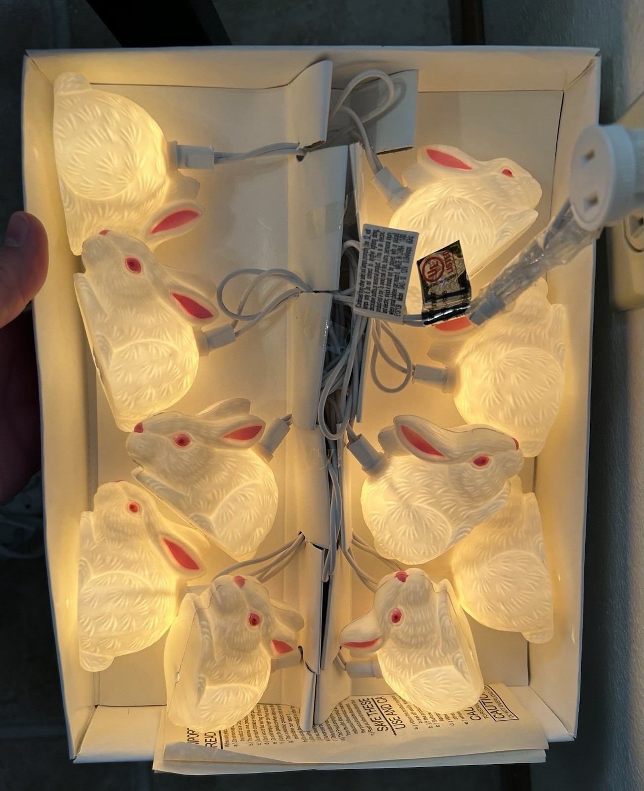 Vintage Bunny 10 Light String Blow Mold Set - NEW Easter Spring