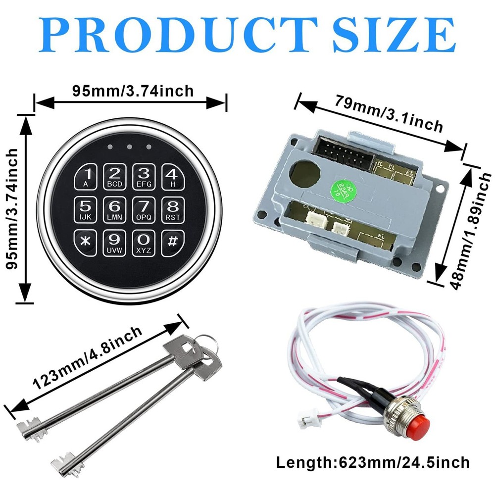 Stack-On Safe Lock Electronic Digital Safe Lock Replacement Solenoid W/ 2 Key