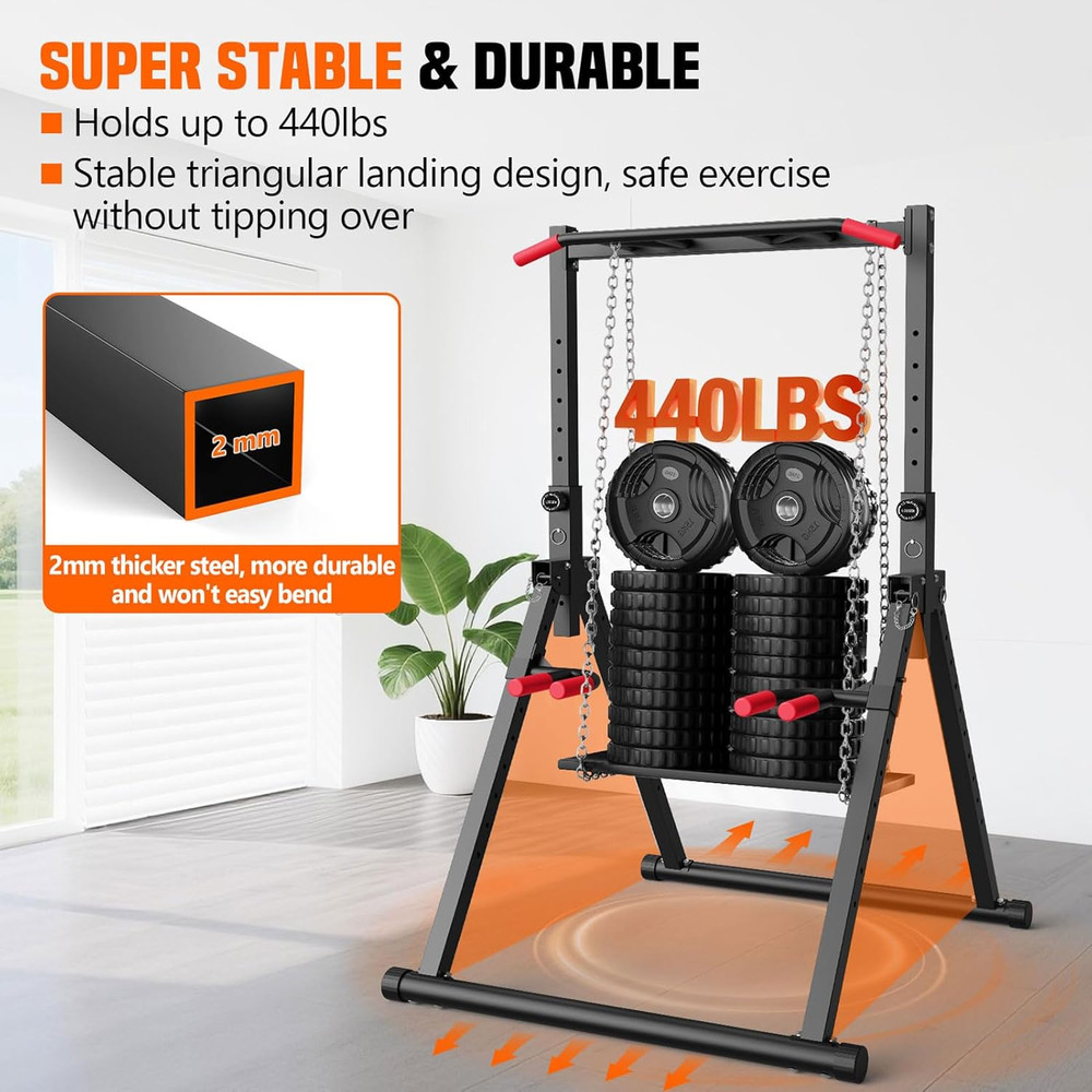 Foldable Power Tower Dip Station for Pull Ups, Dips & Push Ups, Upgraded Free St
