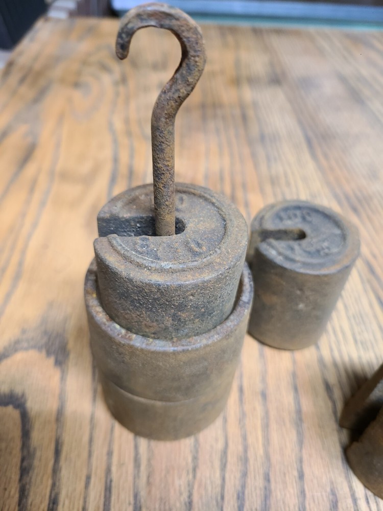 Vintage Scale Weights Cast Iron Antique