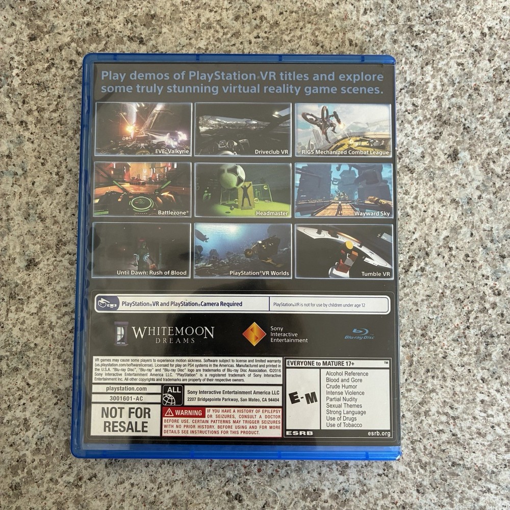 Sony PlayStation VR PSVR (PS4) CUH-ZVR2 Headset/Controllers/Camera Bundle