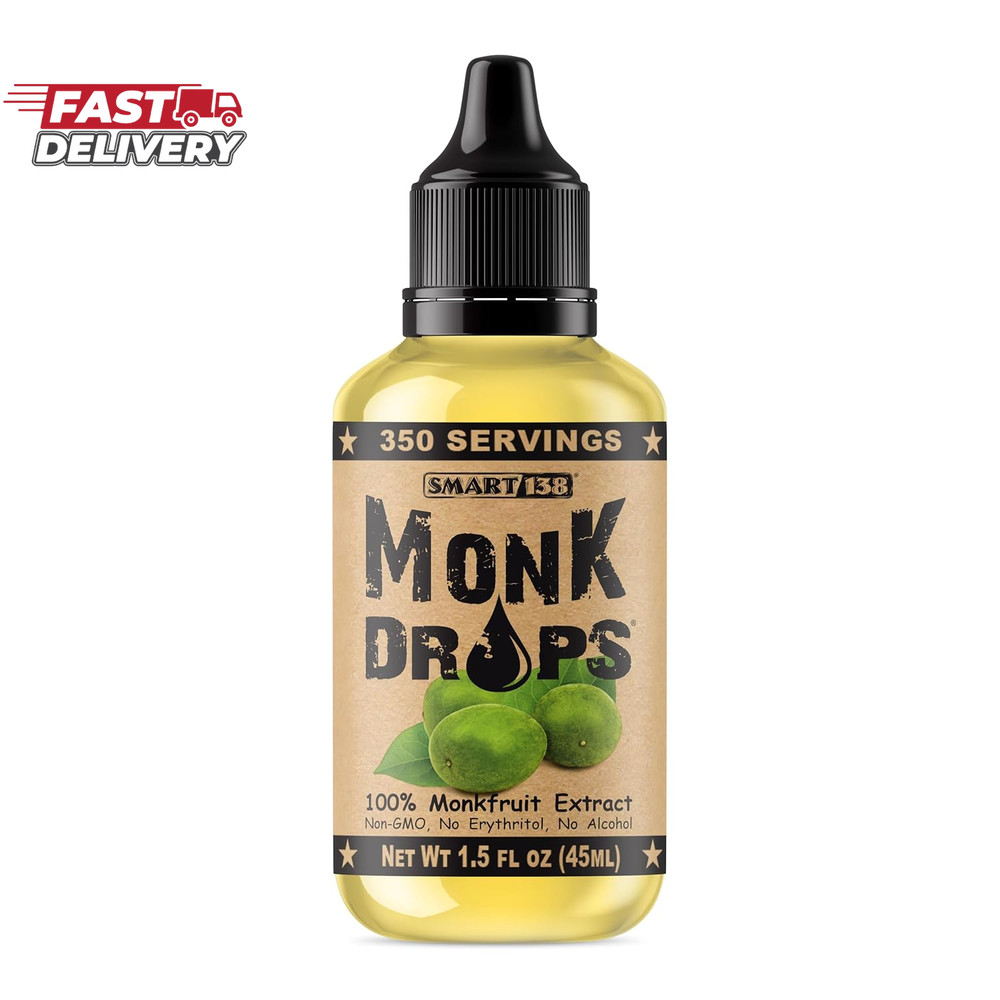 Monk Drops - 100% Monkfruit Liquid Sweetener, Zero Glycemic, Zero Calories, Zero