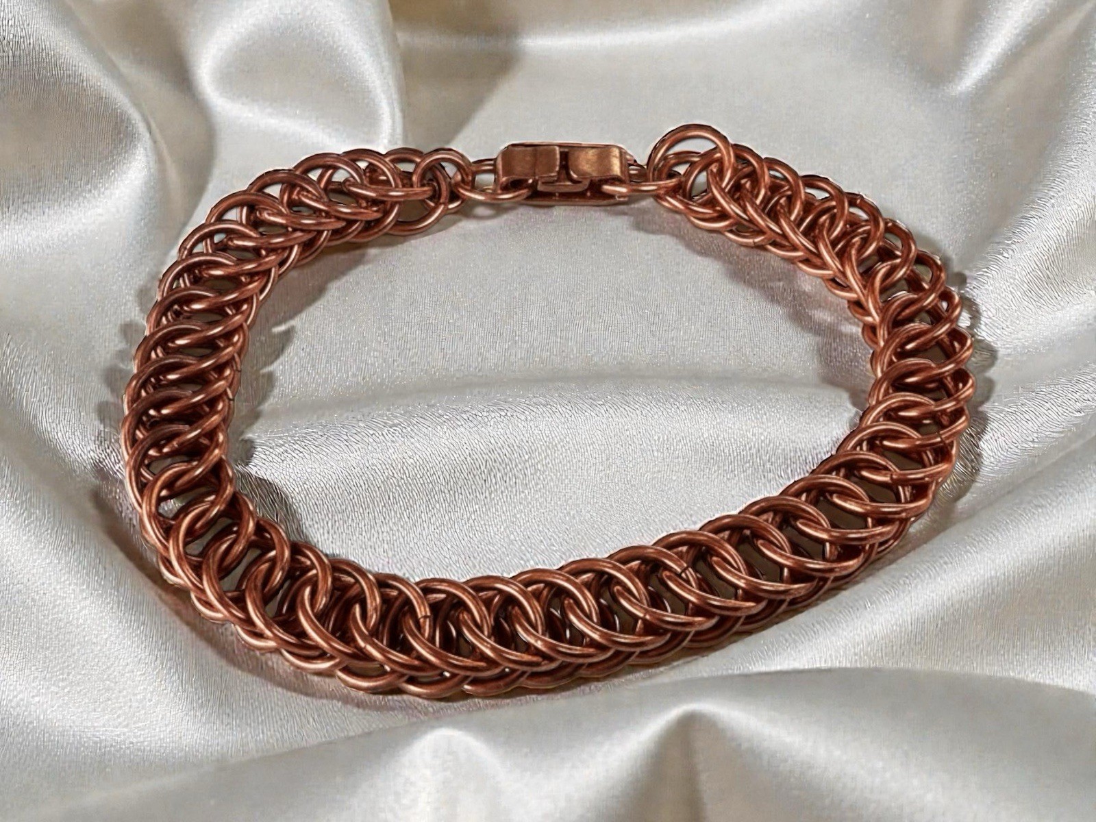 Solid Copper Bracelet • Persian 4-1 Chainmail • Handcrafted • Variety of Sizes