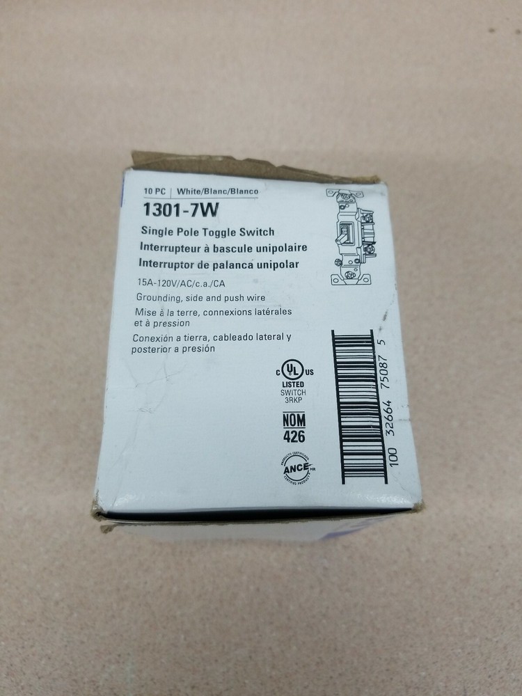 EAGLE 1301-7W TOGGLE SWITCH 15A 120V NNB