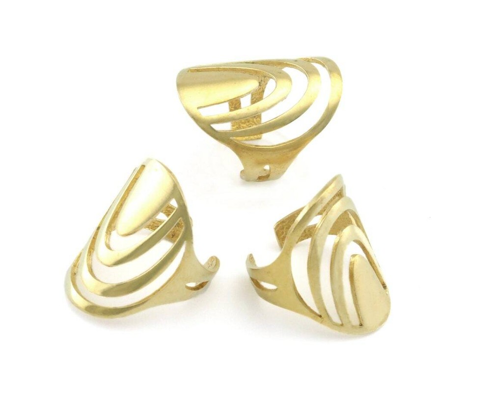 Rainbow oval statement adjustable ring Raw brass (5 - 9US inner size) 4338