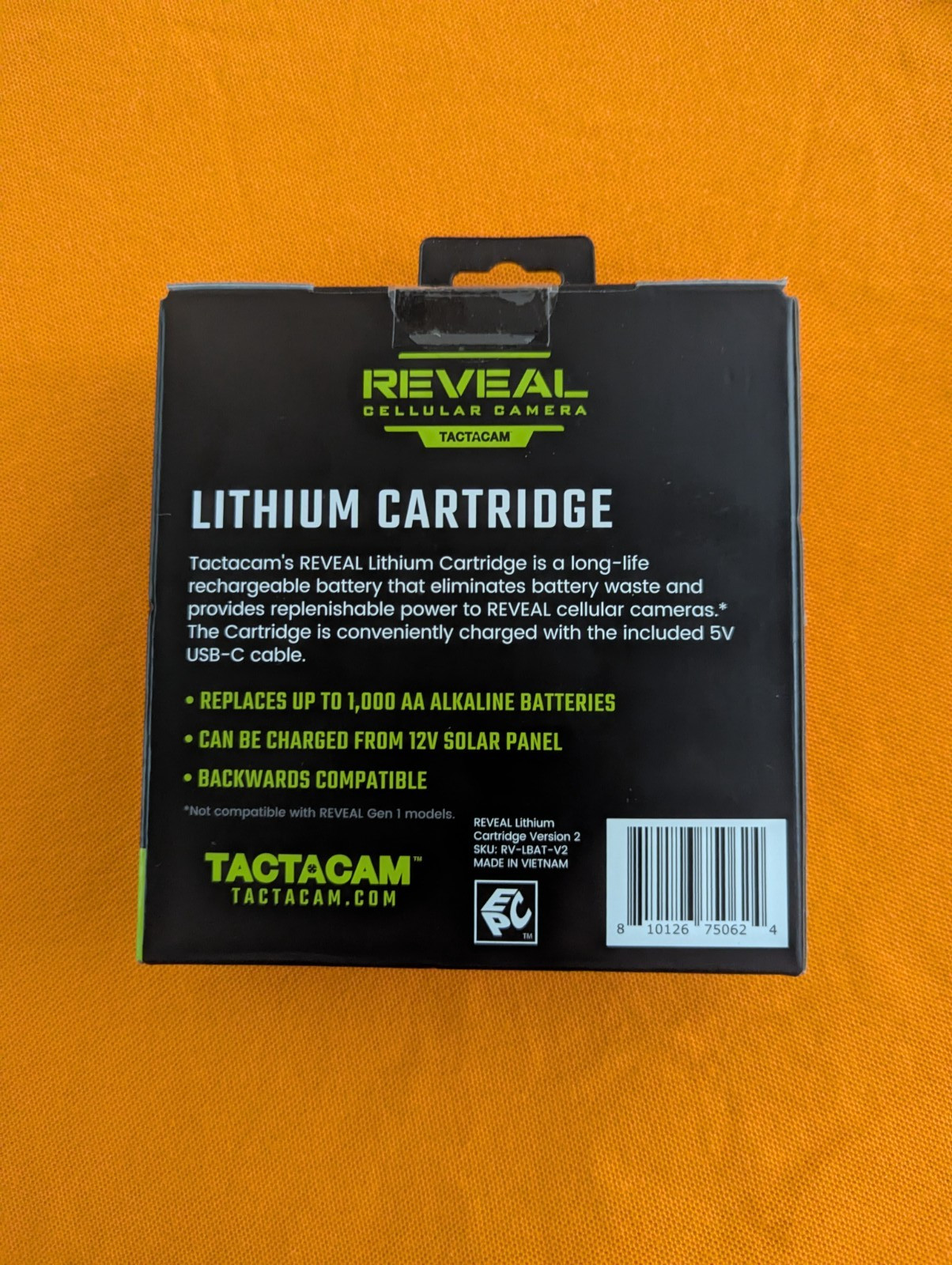 Tactacam Reveal RV-LBAT-V2 Rechargeable Lithium V2 Cartridge Battery Pack