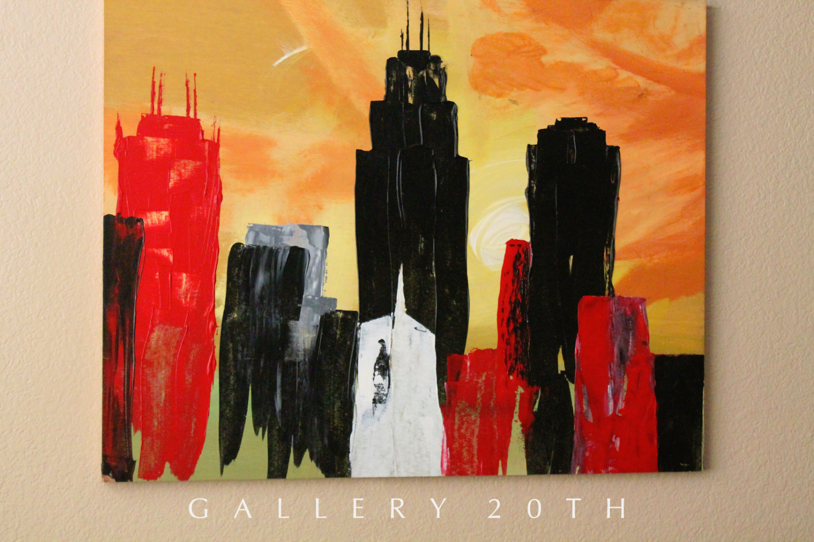 COOL CITYSCAPE ART! MCM ABSTRACT ORIG OIL PAINTING! VINTAGE MODERN MID CENTURY