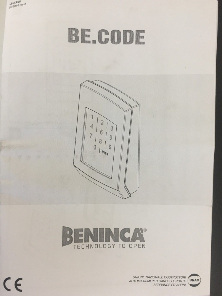 WIRELESS KEYPAD BENINCA WIRELESS BE.CODE