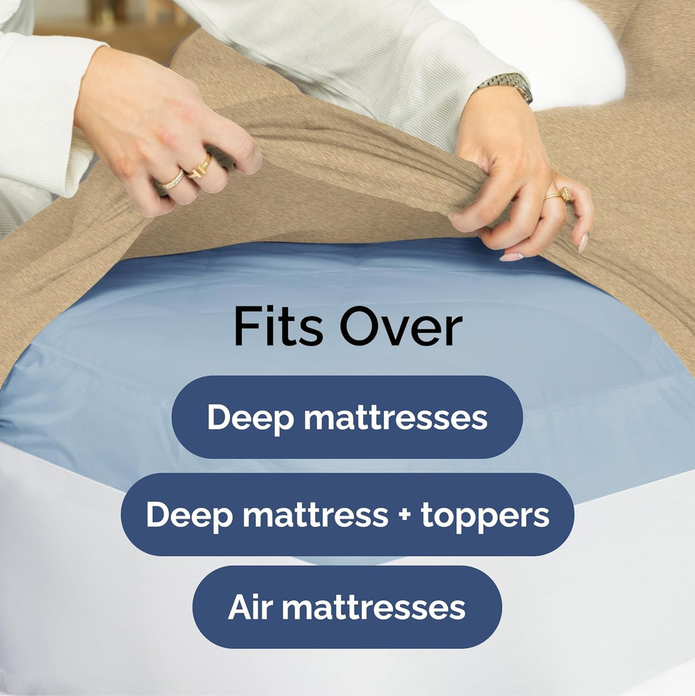 Extra Deep Split King Sheet Set - 7 Piece Breathable & Cooling Sheets - Hotel Lu