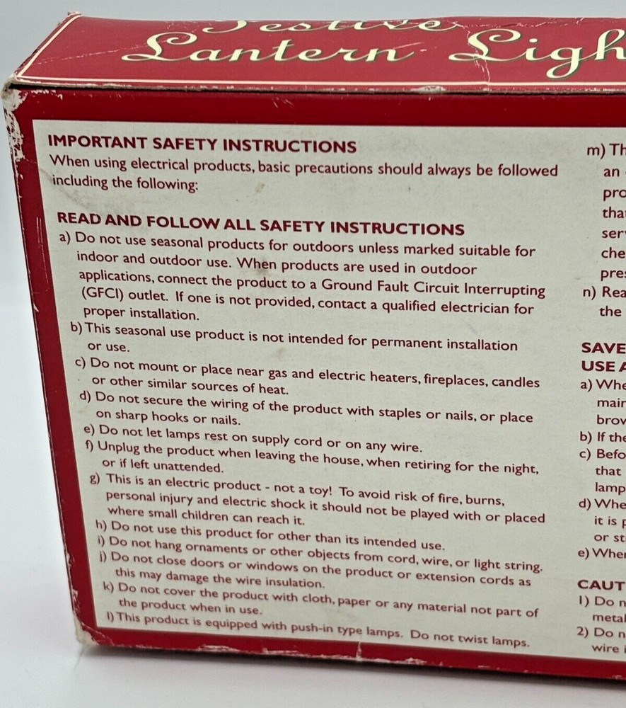 Restoration Hardware Festive Lantern Lights Indoor Lighted String NOS Model 6113