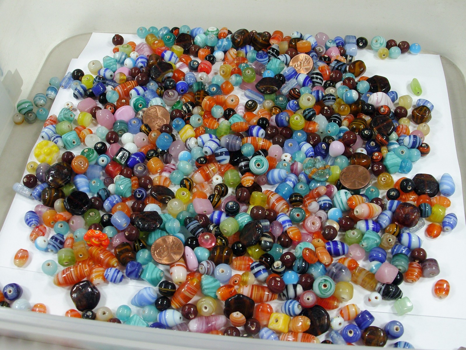 2 Pounds Assorted Shapes and Sizes India Handmade Multicolor Glass Beads (D-8) ⭐