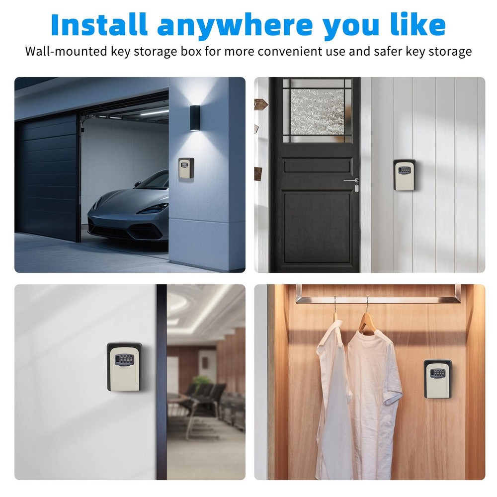 Key Lock Box,Combination Lockbox Wall-Mounted Key Storage Box for Keys,Large ...