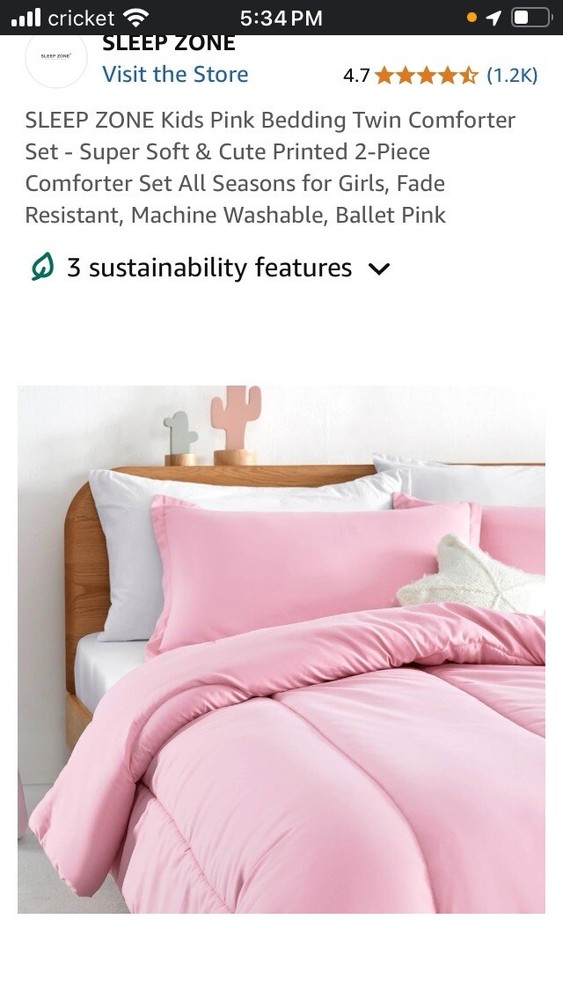 Twin Comforter New Ballet Pink