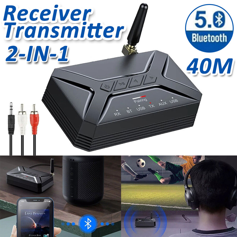 Bluetooth 5.0 Transmitter Receiver Audio Adapter Long Range for TV Home Stereo