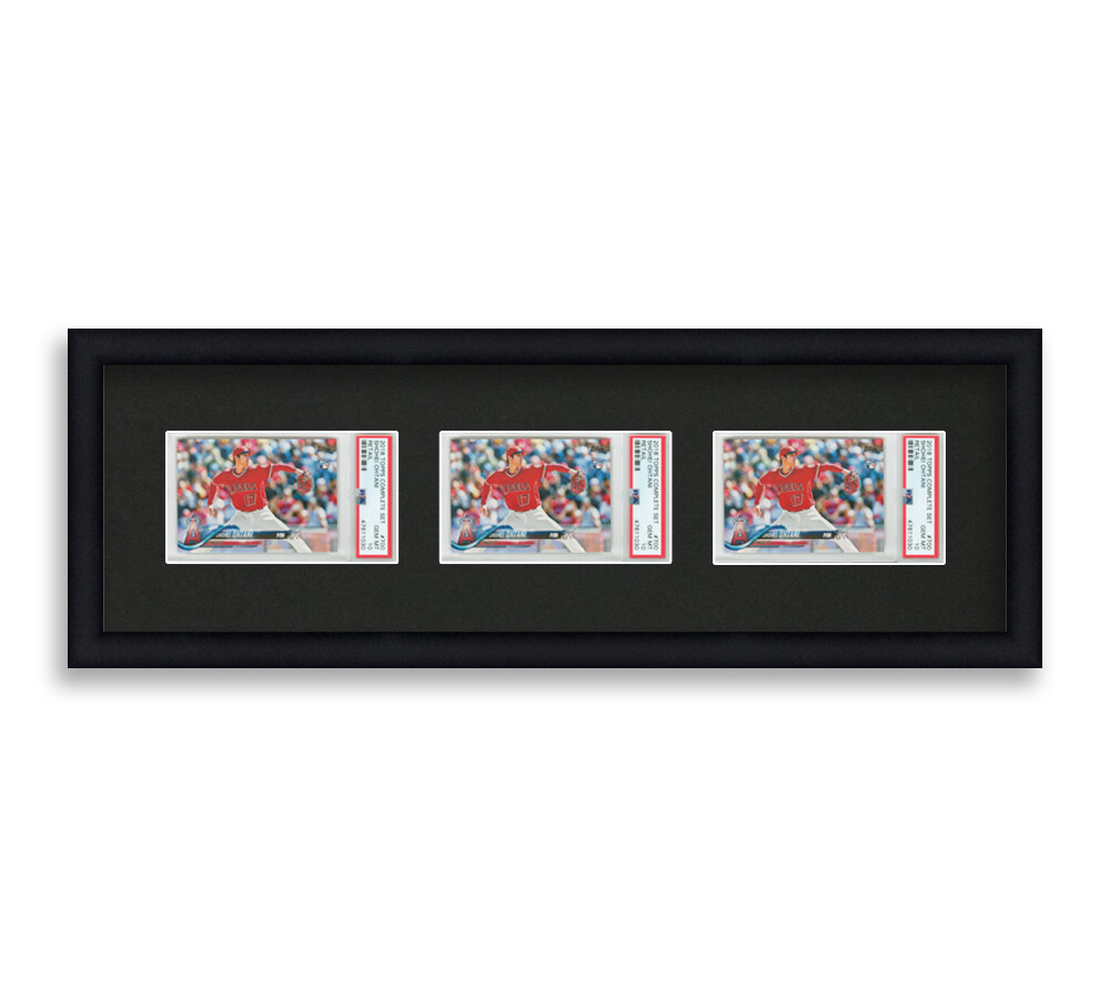 PSA Graded Card Frame Display Holds (3) Slabs Baseball, UV Protection (optional)