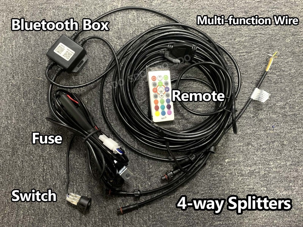4pin 4-way Splitters Wire Harness For RGB Lights Multi-function Bluetooth+Remote