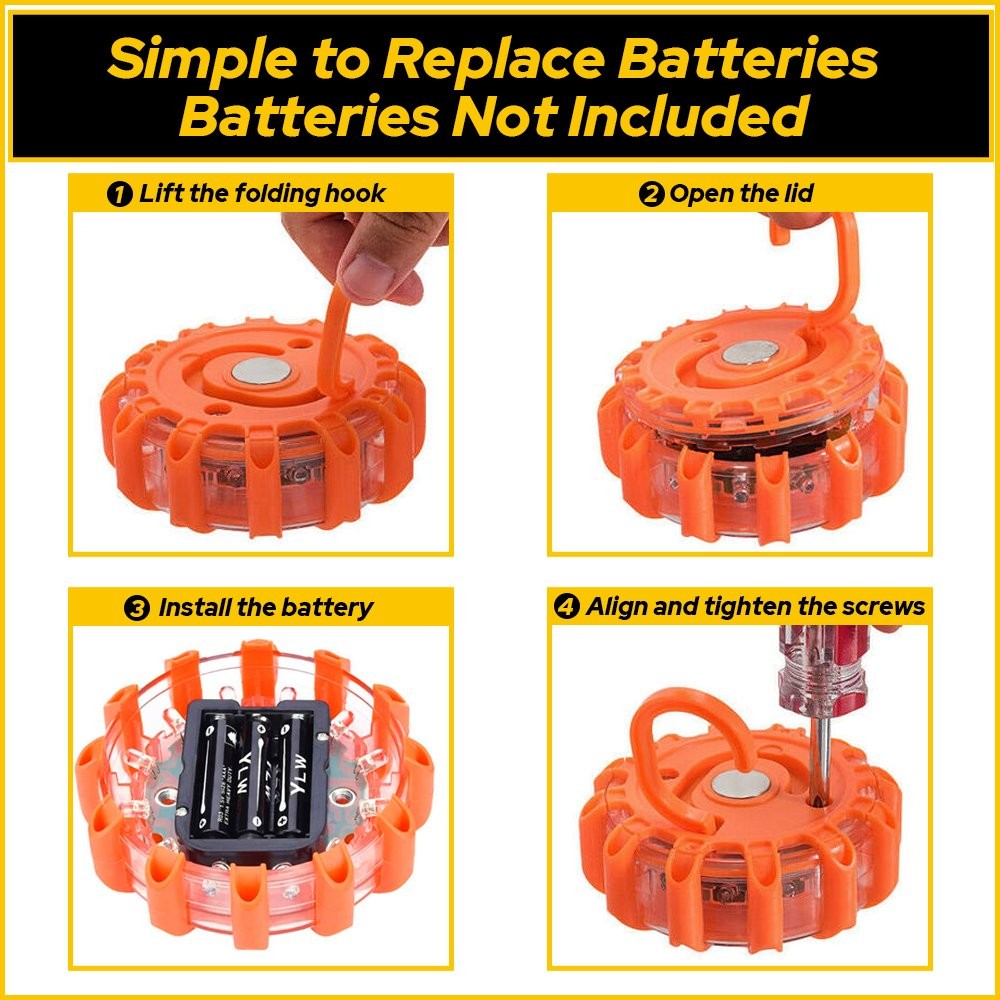 Flares LED Road Safety Disc Roadside Beacon Light Warning Flashing