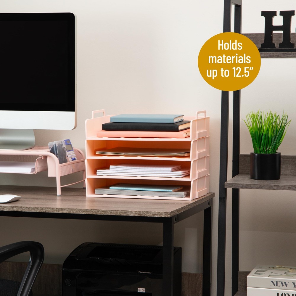 Stackable Paper Tray, Desktop Organizer, File Storage, Office, Plastic, 13.75...