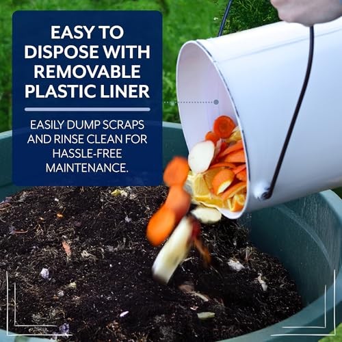 Kitchen Compost Bin for Countertop | 1.3 Gallon Composting Bucket with White