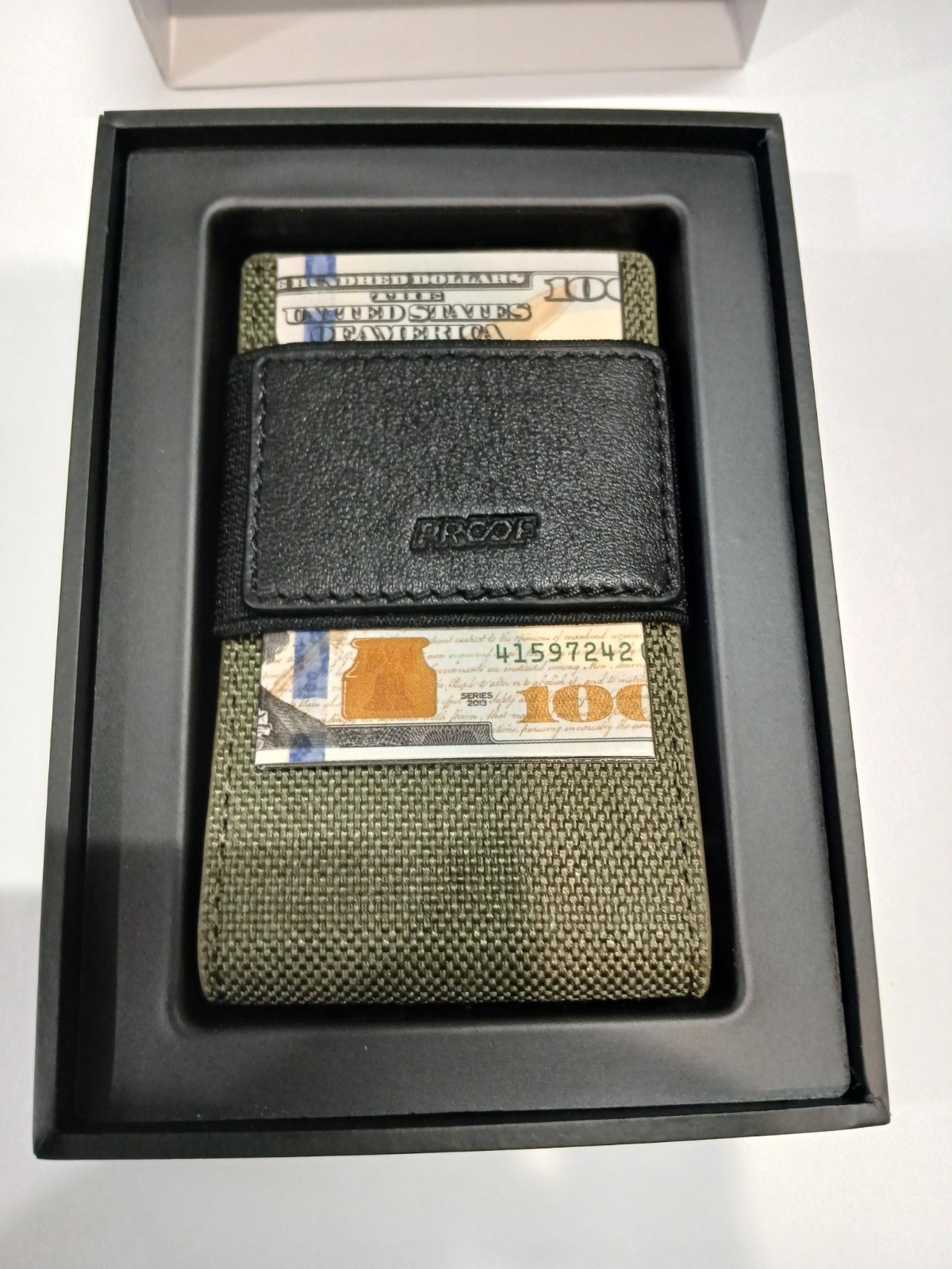 Proof wallet THE OPERATOR Ballistic Nylon & black grain leather- Satin gunmetal