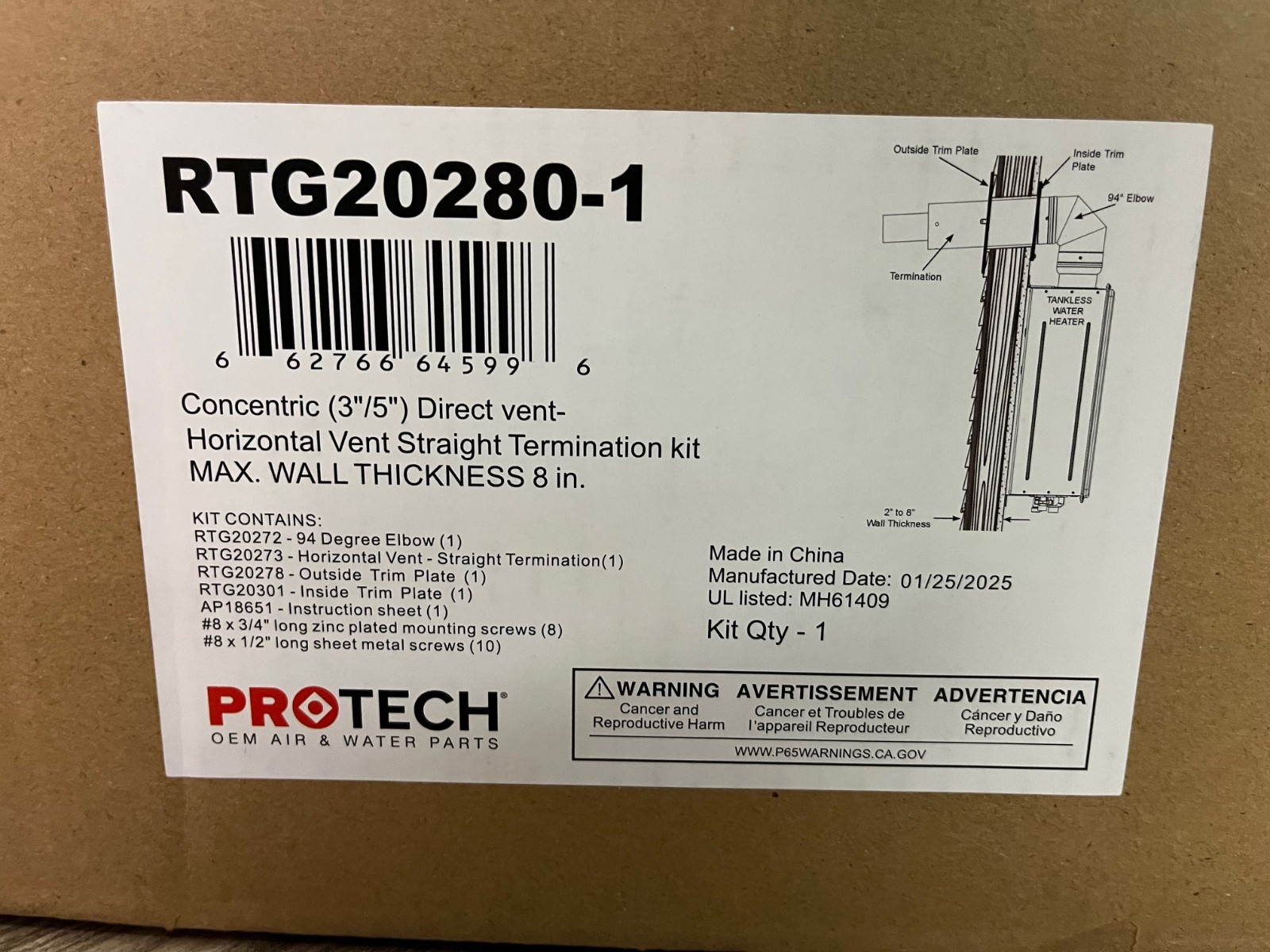 Rheem ProTech Stainless Steel 3 in. x 5 in. Horizontal Vent-Straight Termination