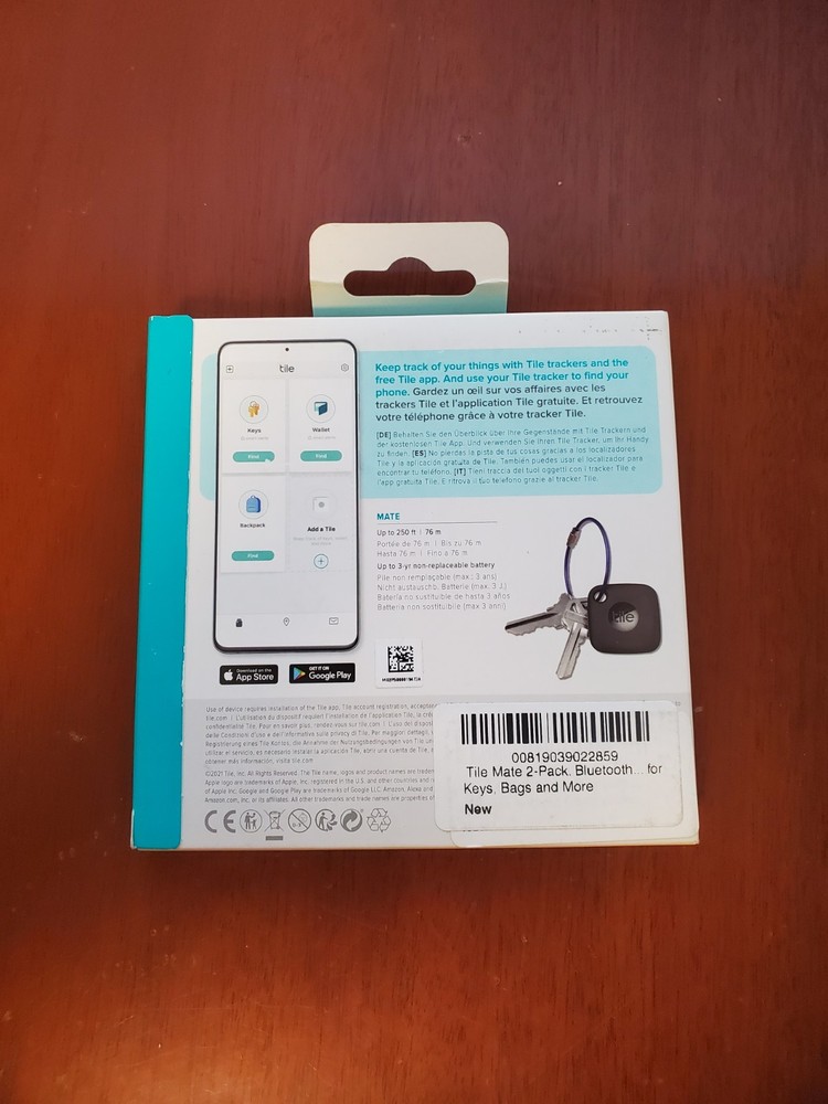 Tile Mate 2-Pack Bluetooth Tracker Key Finder iOS Android NEW SEALED