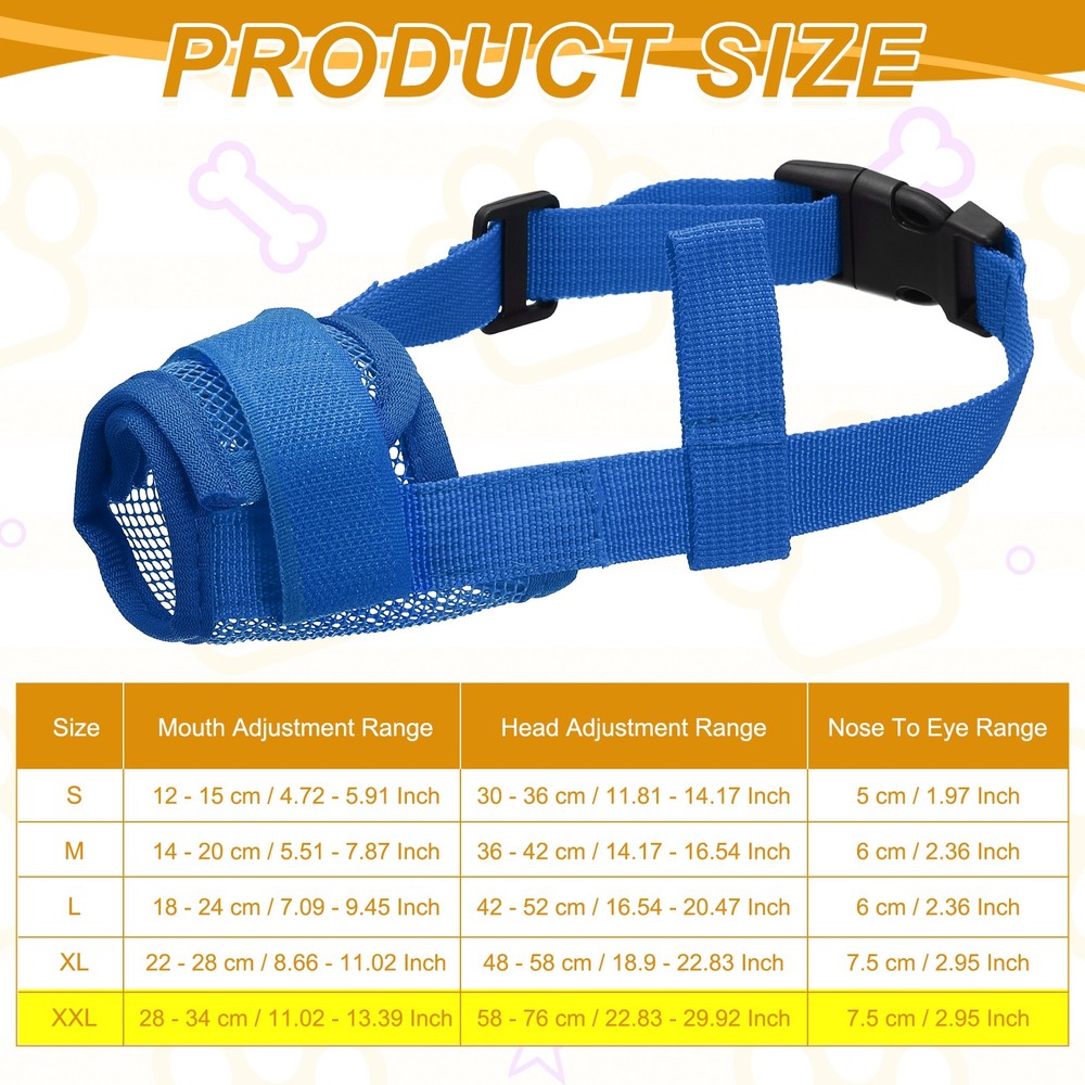 Dog Muzzle Soft Mesh Muzzle Mouth Guard Cover Blue XXL