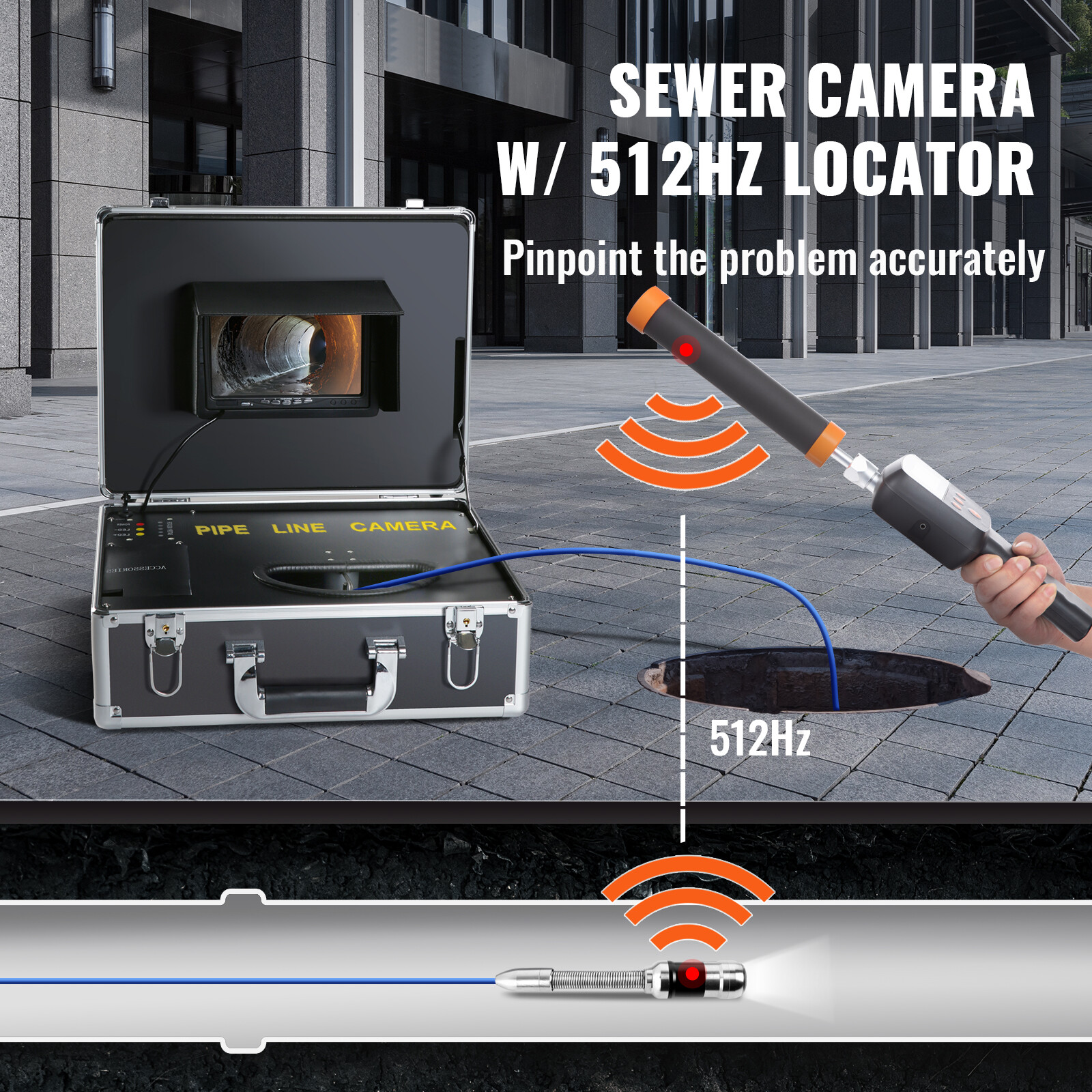 VEVOR 40m/131ft Sewer Camera Pipe Inspection Camera 7" Screen 1000TVL Camera