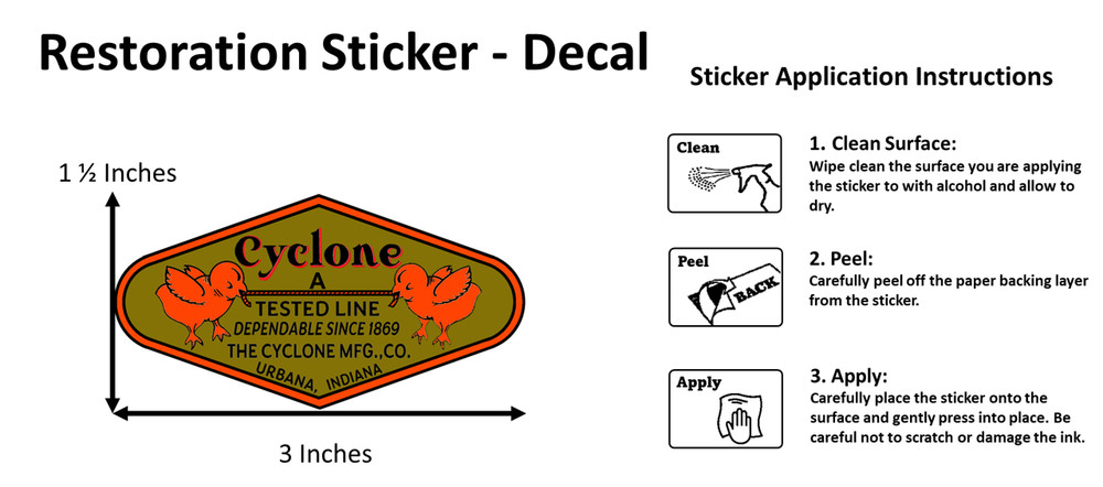 CYCLONE MFG CO. EGG SCALE RESTORATION DECAL