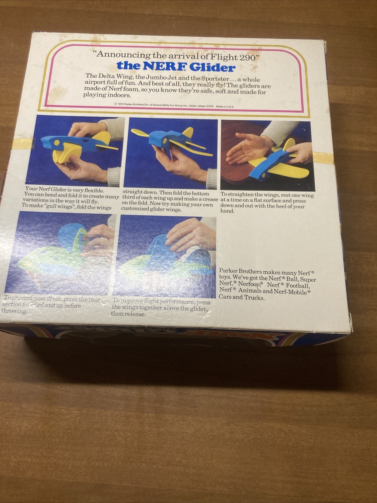 Nerf Jumbo Jet Glider Foam Plane Vintage 1975 In Box Flight 290 Yellow & blue