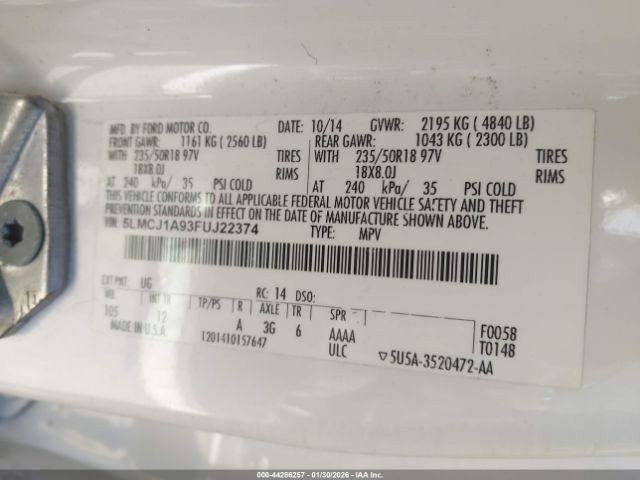 Console Front Floor Fits 15-16 MKC 5016902