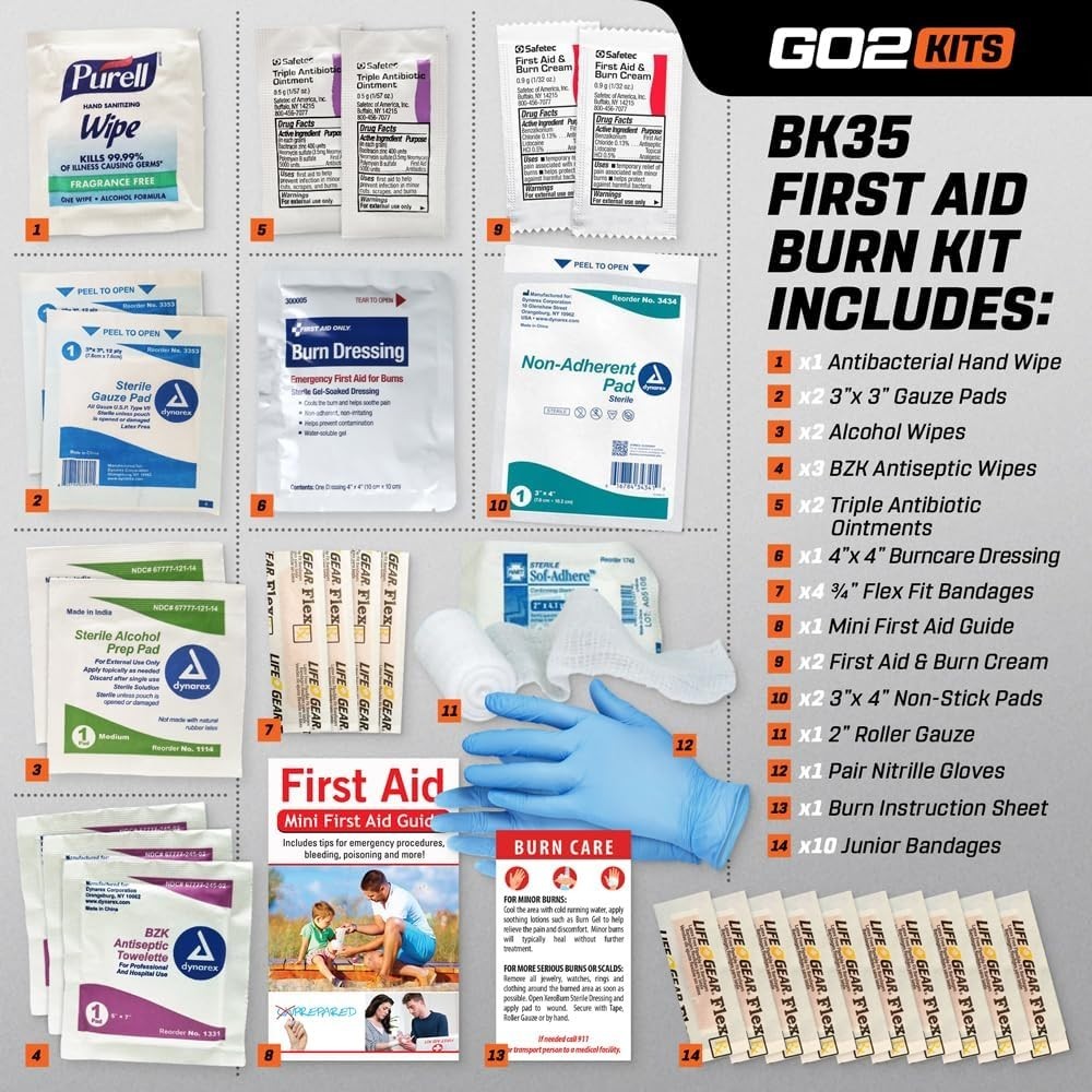 Advanced First Aid & Burn Kit, Comprehensive Burn First Aid Kit with Dressing...