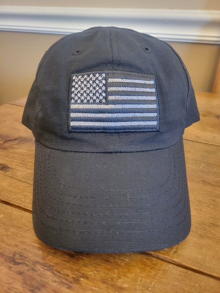 Red White & Blue Apparel Milatary Ripstop Black Hat Adjustable USA Flag