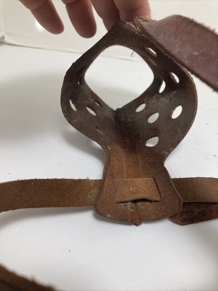 Vintage Thick Leather Dog Muzzle Large - XLarge adjustable strap