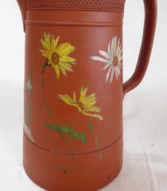Prattware Earthenware Hand Painted Pitcher 9" Tall