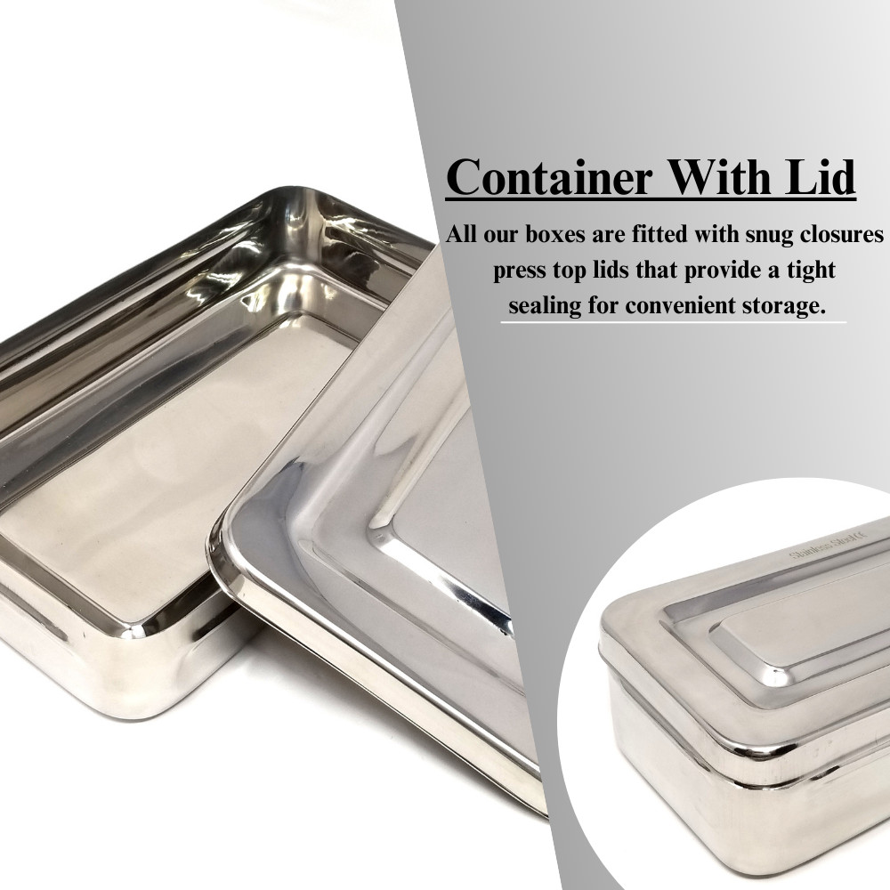 Stainless Steel Rectangle Stitching Case for Threads Needles Scissors- 10"x6"x2"